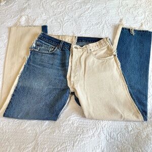 Rare Y2K Levi's 501 Custom Two-Tone Bicolor Denim Jeans High Rise Straight Leg